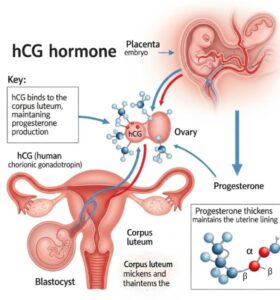 صورة توضيحية لهرمون hCG ودوره في الجسم