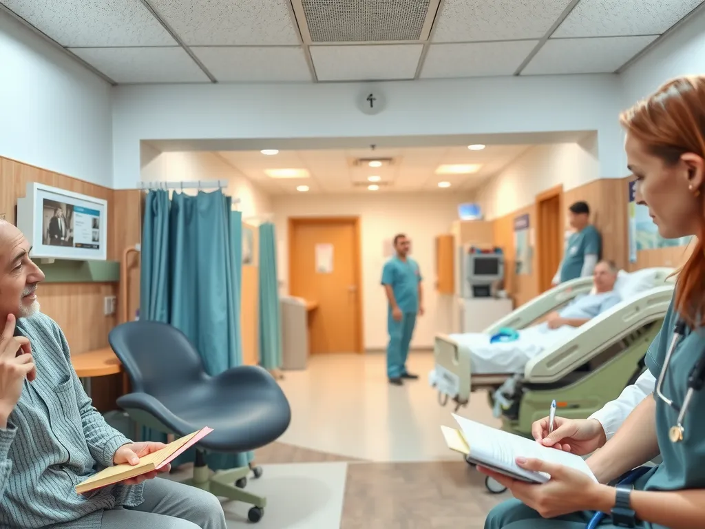 Step-by-step patient journey from consultation to recovery in Turkish hospital, featuring diverse cultural settings and advanced medical facilities, high quality