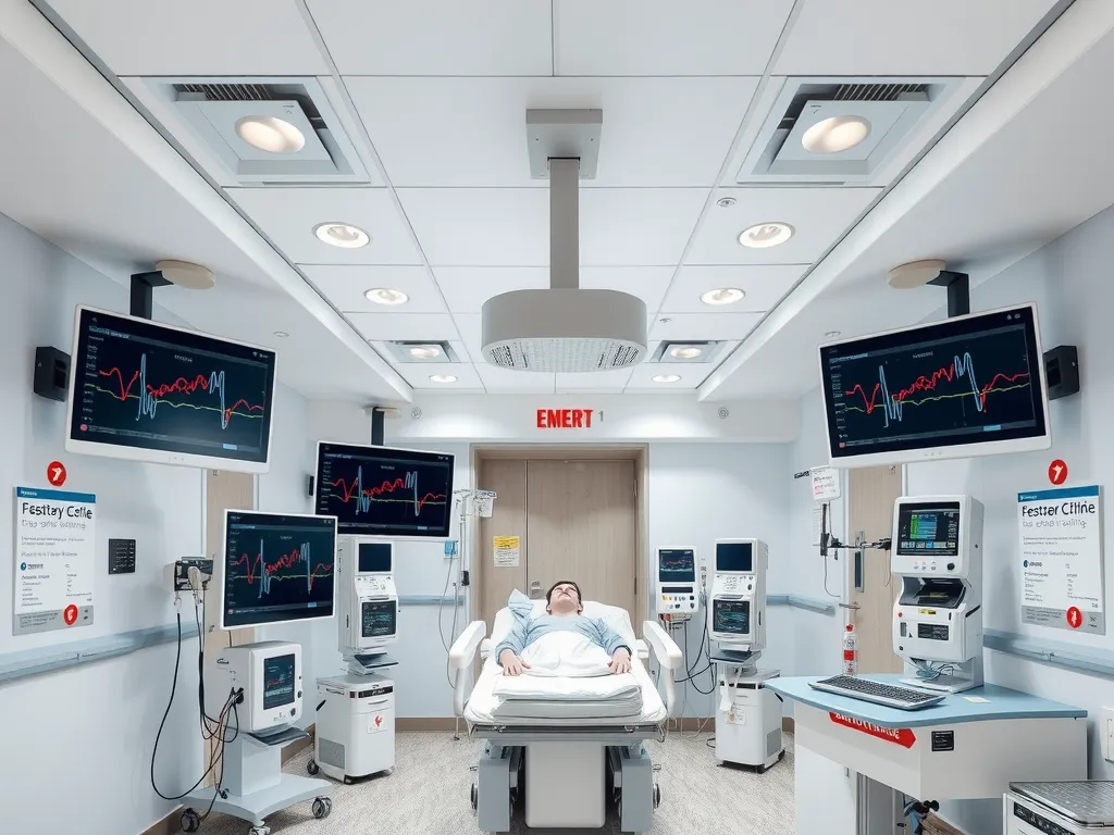 Use of modern technology in emergency departments such as digital health records and electronic health monitoring systems, professional and detailed.