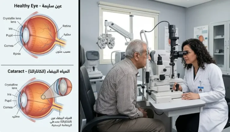 طبيب عيون يفحص مريضاً قبل جراحة الساد في مستشفيات ميديكال بارك تركيا